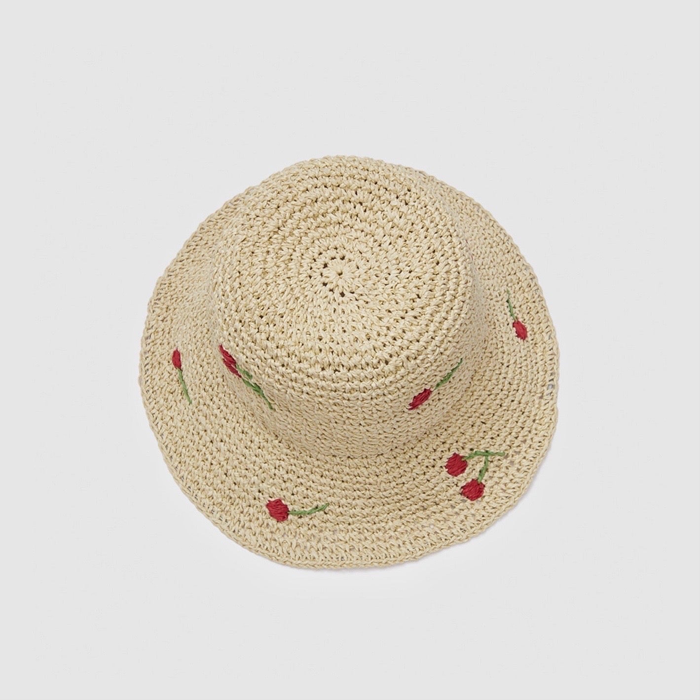 cherry foldable straw hat