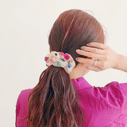 Embroidered Flower Scrunchie