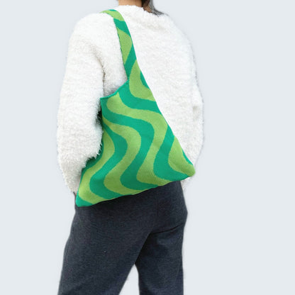 Wave Pattern Knitted Bag