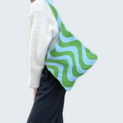 Wave Pattern Knitted Bag