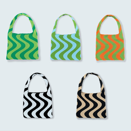 Wave Pattern Knitted Bag