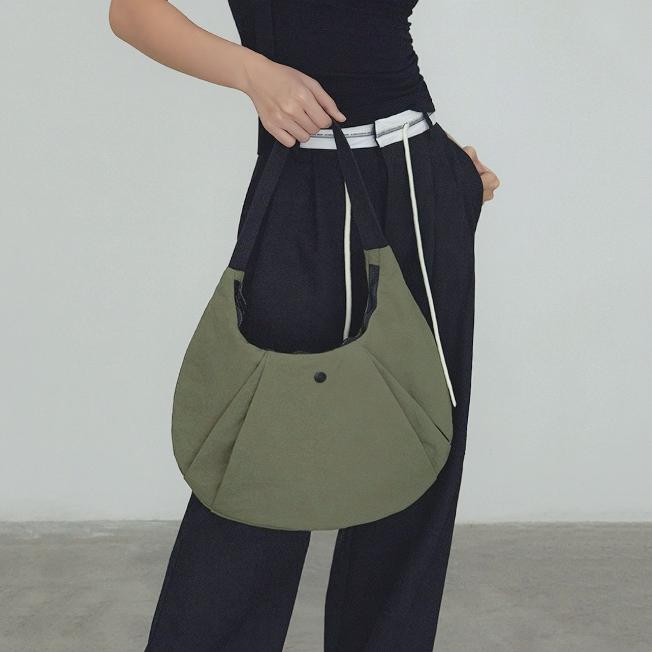 Pleated Crescent Shoulder Bag