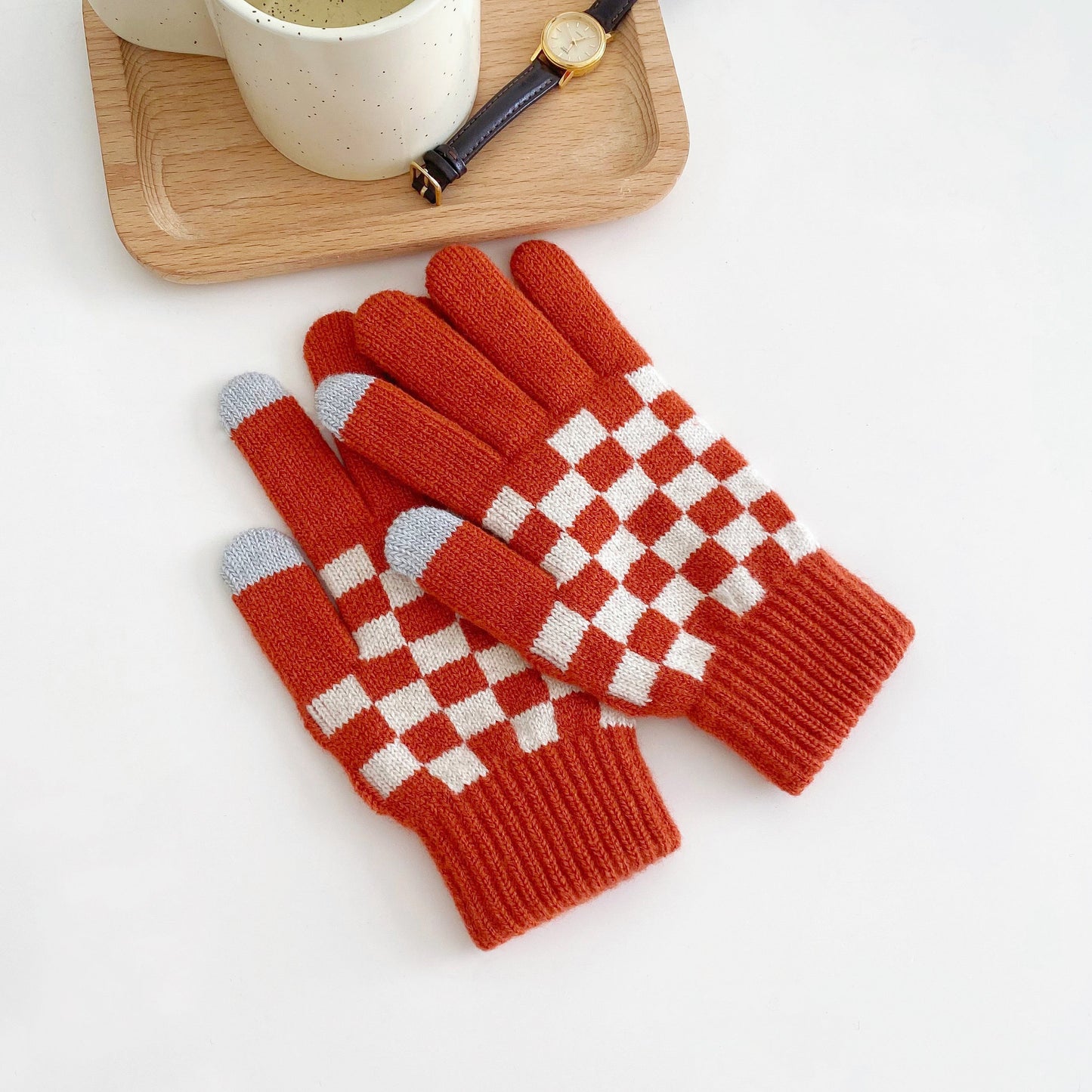 checkered telefinger gloves