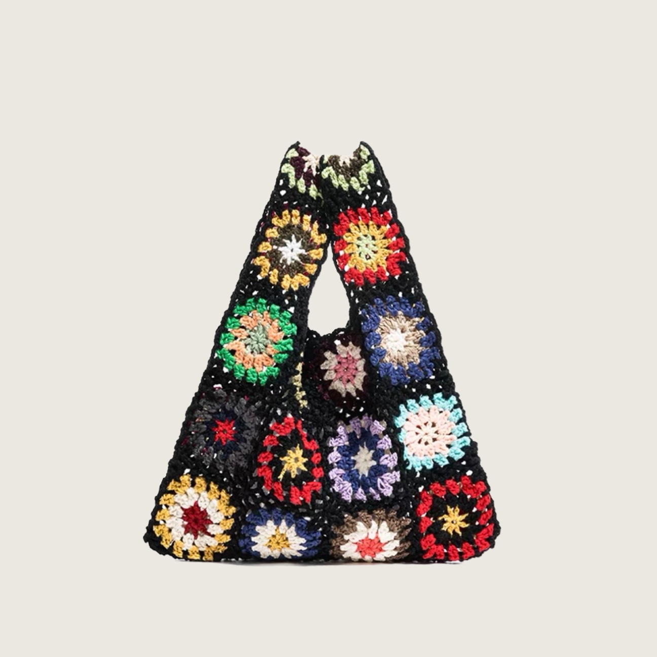 Handmade Crochet Flower Grid Bag