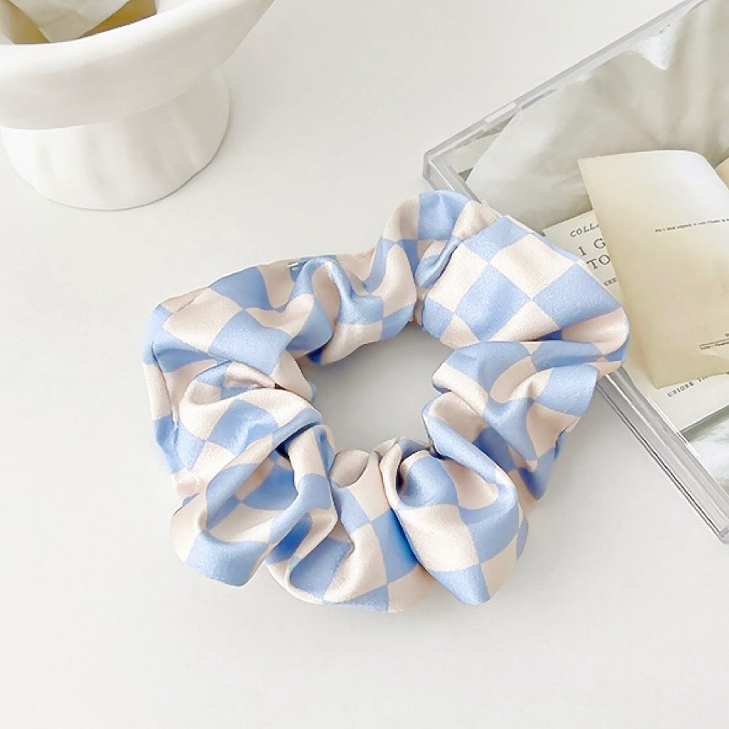 checkerboard satin scrunchie