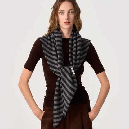 Striped Wool Triangle Scarf