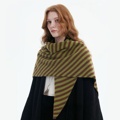 Striped Wool Triangle Scarf