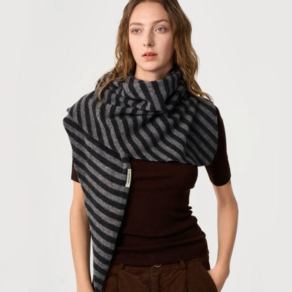 Striped Wool Triangle Scarf
