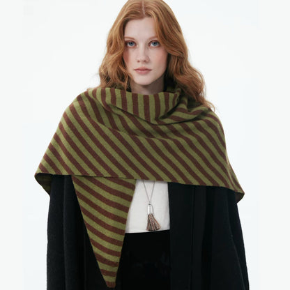 Striped Wool Triangle Scarf