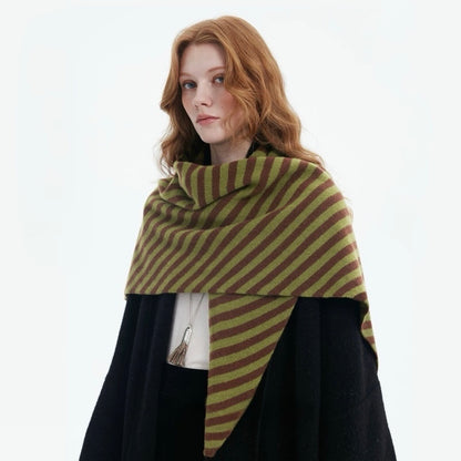 Striped Wool Triangle Scarf Shawl