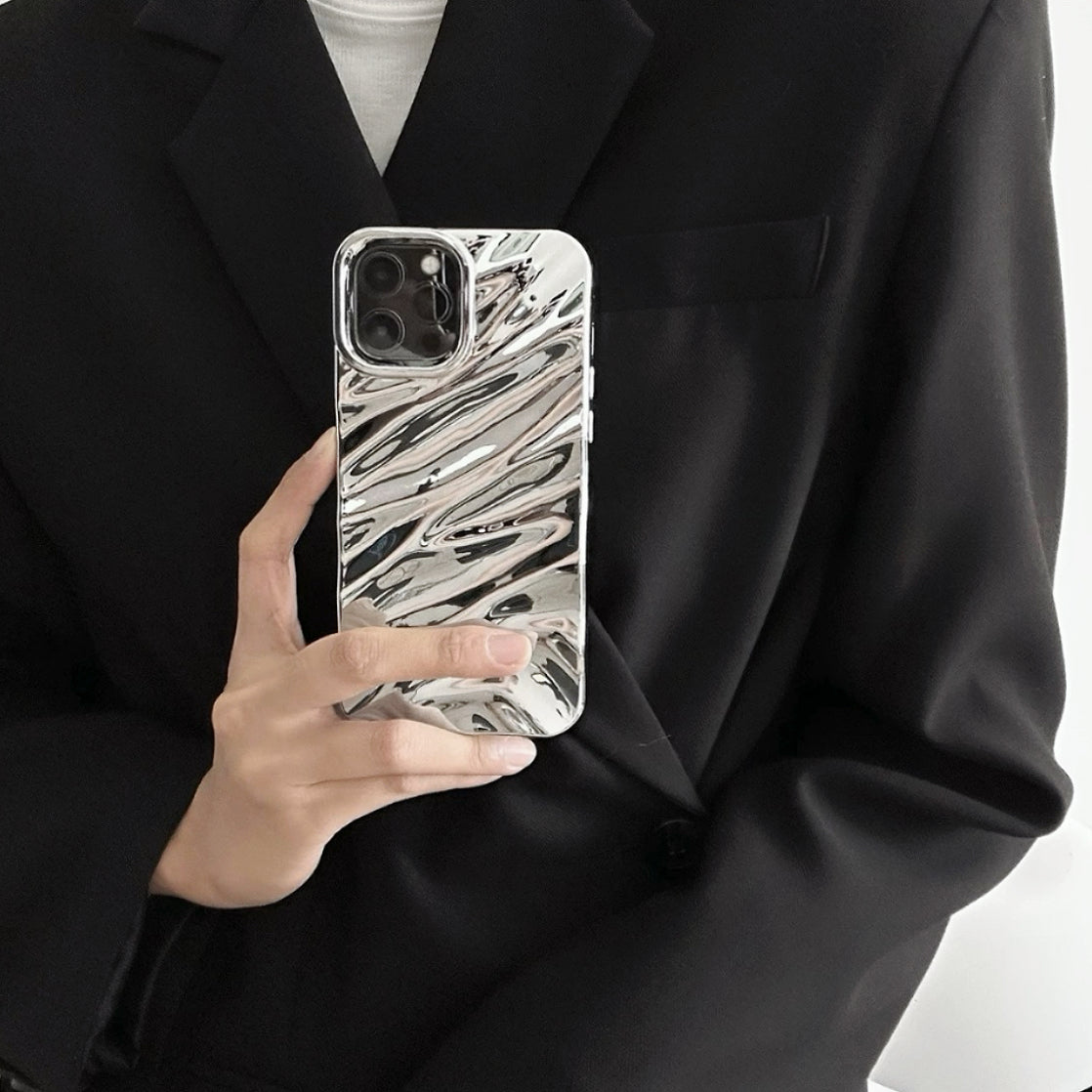 Silver Glossy Wave Phone Case