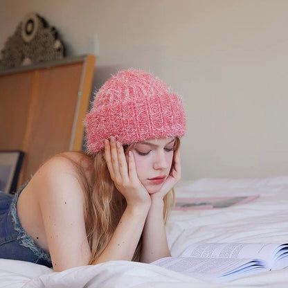 Fluffy Knitted Thick Beanie