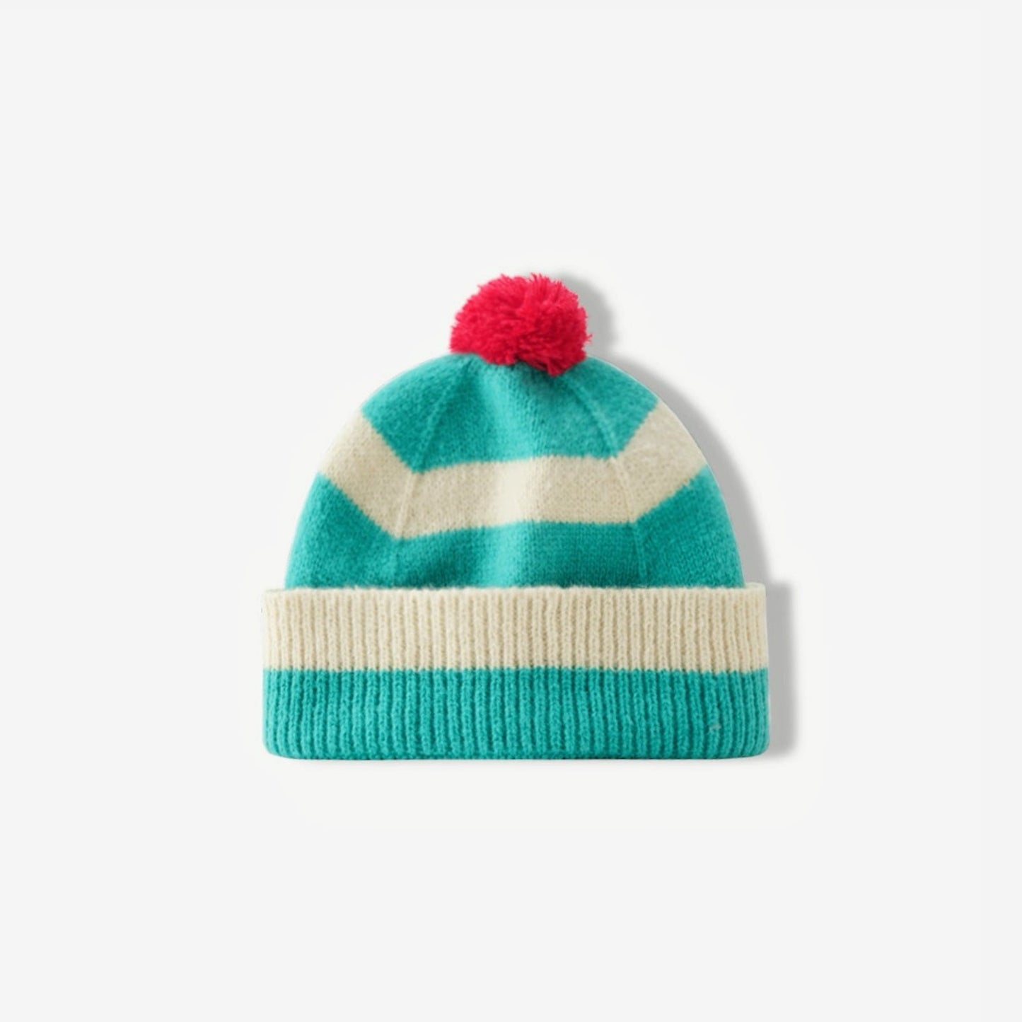 Stripe Knitted Pompom Beanie