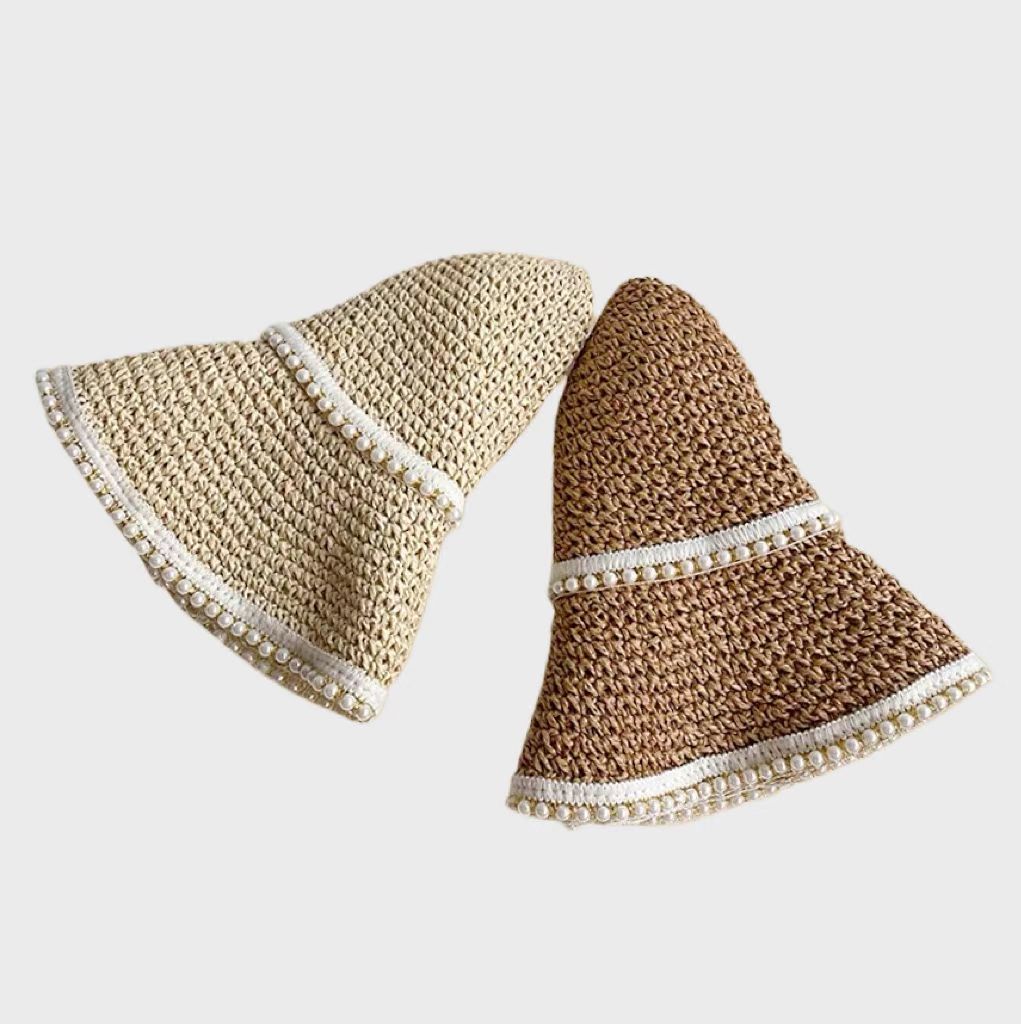 pearl foldable straw hat