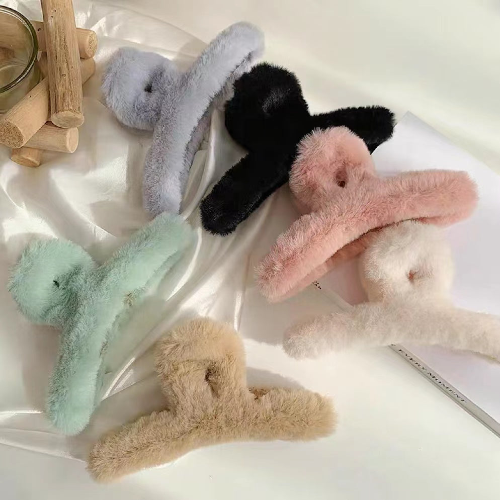 Multicolor Plush Hair Claw