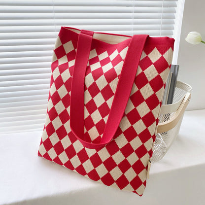 Diamond Knitted Tote Bag