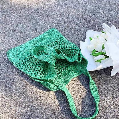 Crochet Straw Tote Bag