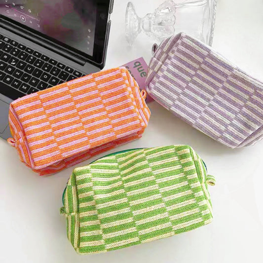 Stripe Knitted Makeup Bag