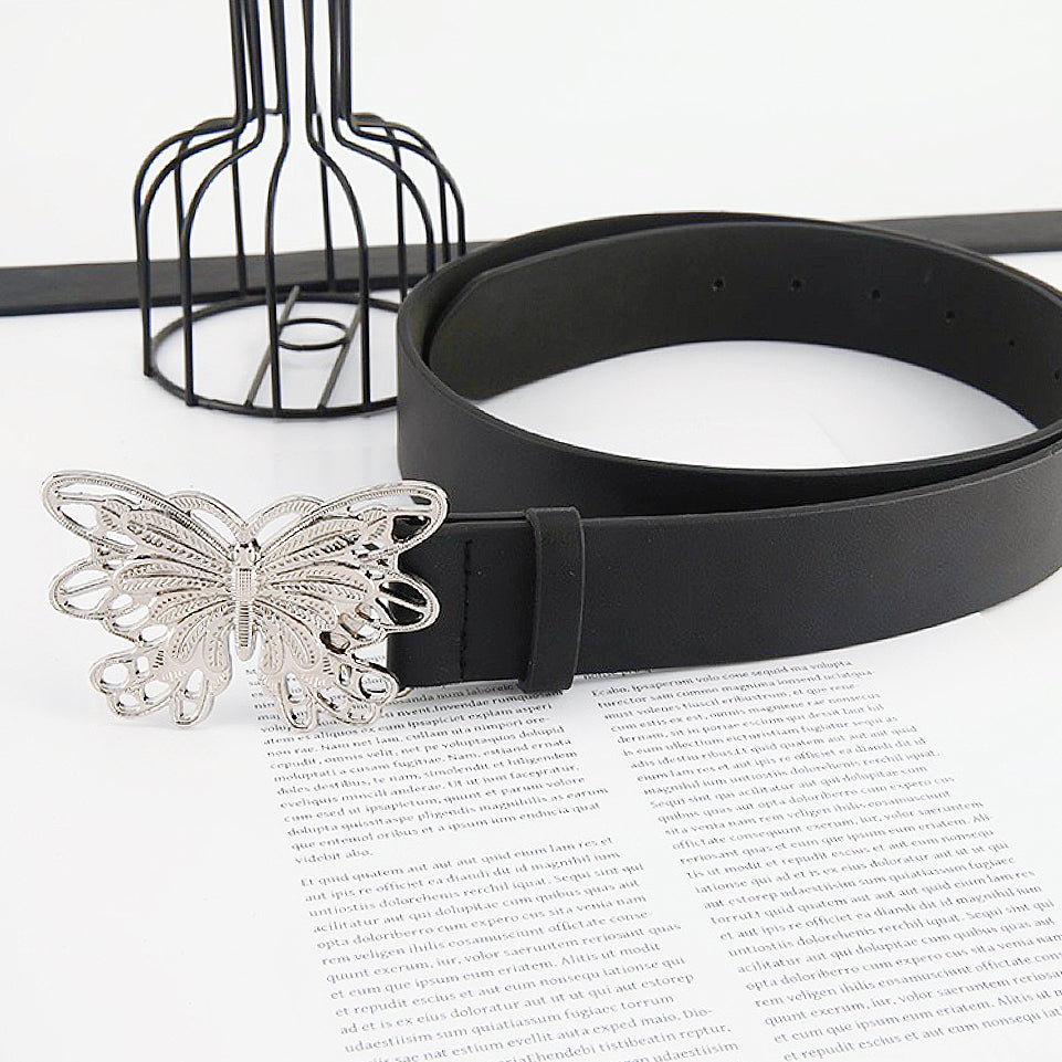 Front view of  Butterfly buckle Belt, casual fashion for jeans matching