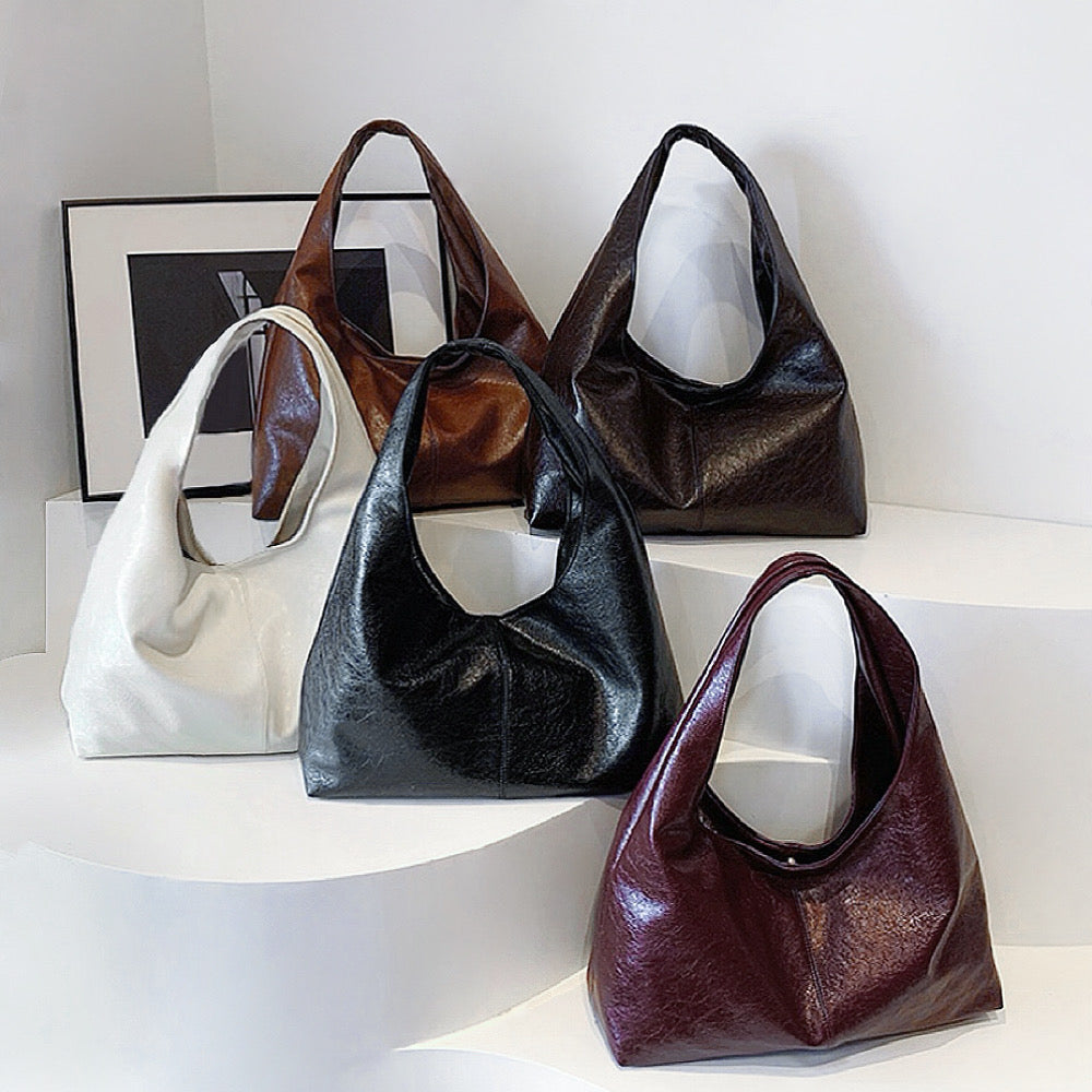 Waxed Leather Hobo Bag