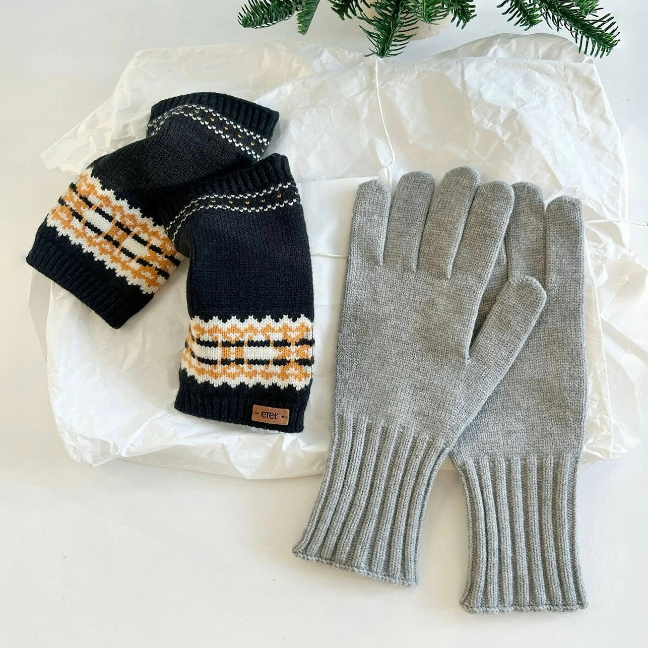 Convertible Fair Isle Knit Gloves