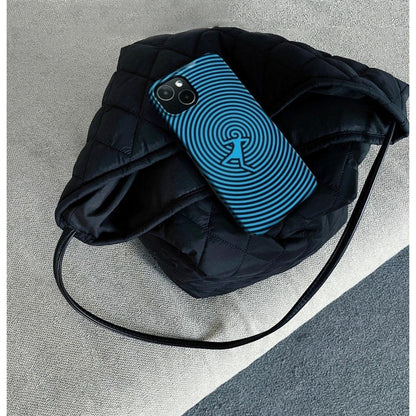 Front view of Circle Dance Case. Features dynamic interlocking circles on soft resilient premium silicone.