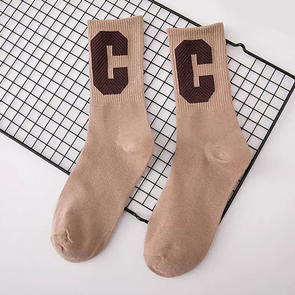 Front view of Cool C Socks in khaki, easy to pack for travel and errands.