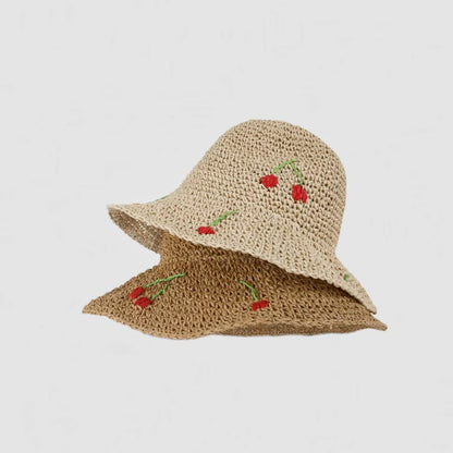 cherry foldable straw hat