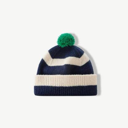 Stripe Knitted Pompom Beanie