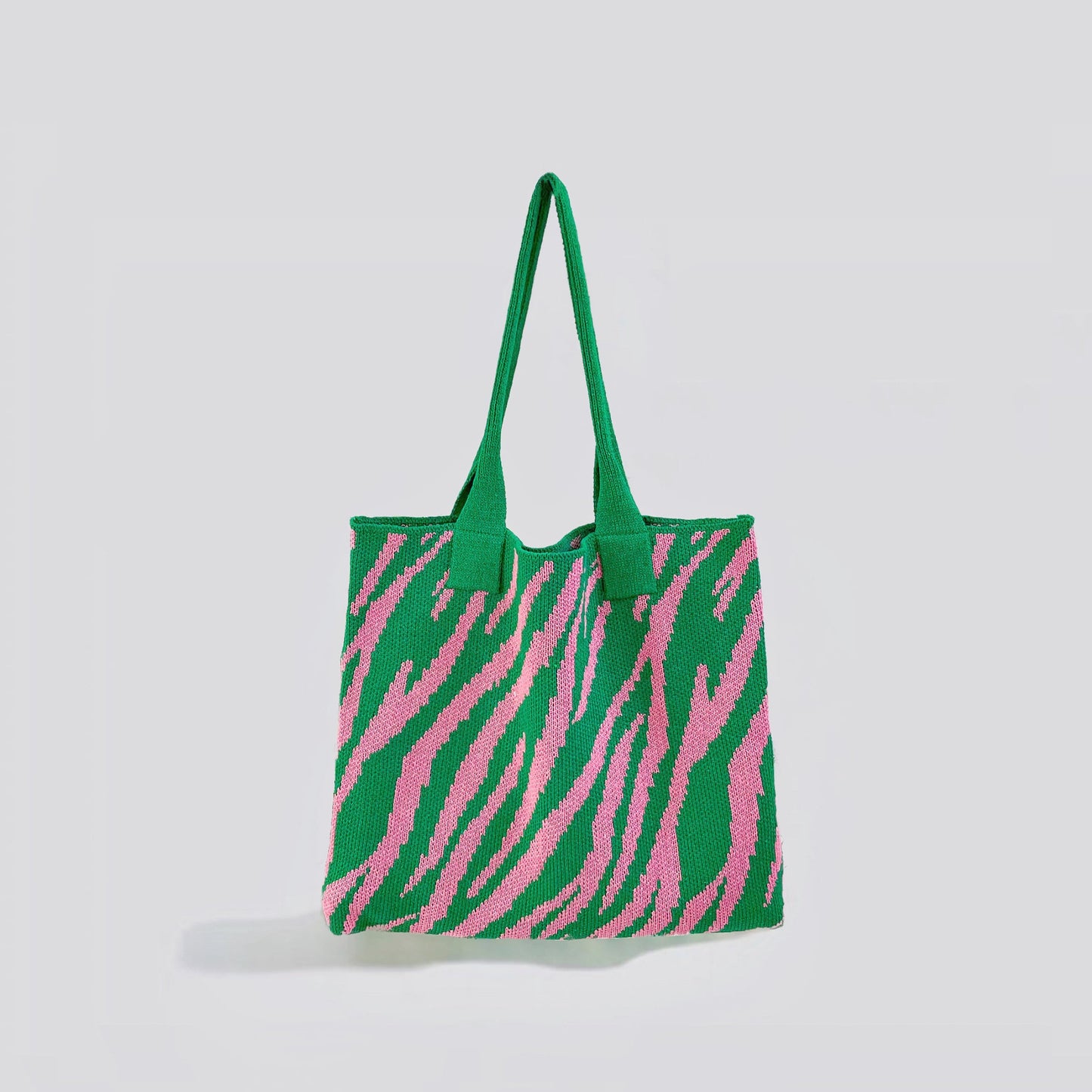 Zebra Print Knitted Tote Bag