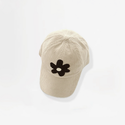 Plush Flower Corduroy Cap