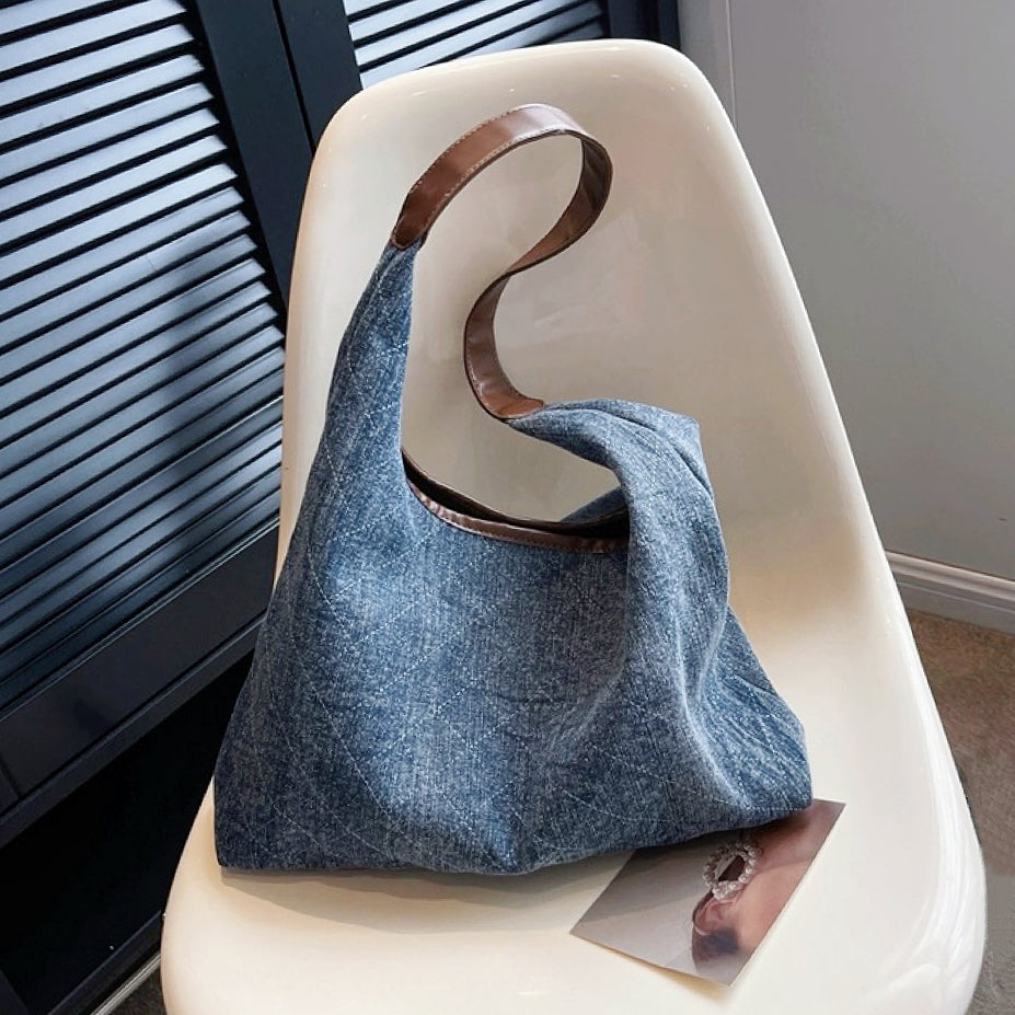 Diamond pattern Denim Shoulder Bag