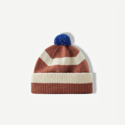 Stripe Knitted Pompom Beanie