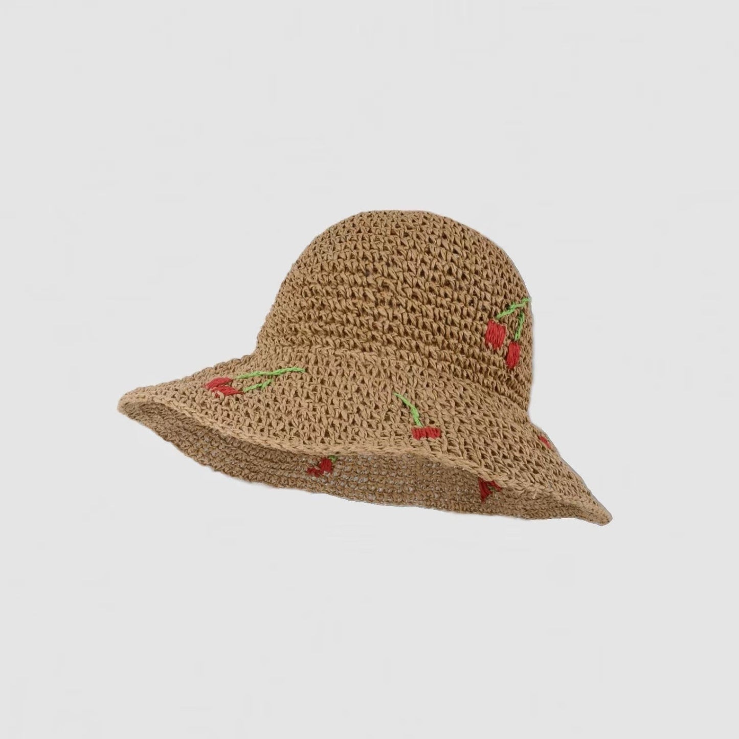 cherry foldable straw hat