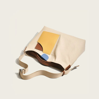 Color Block Canvas Tote Bag