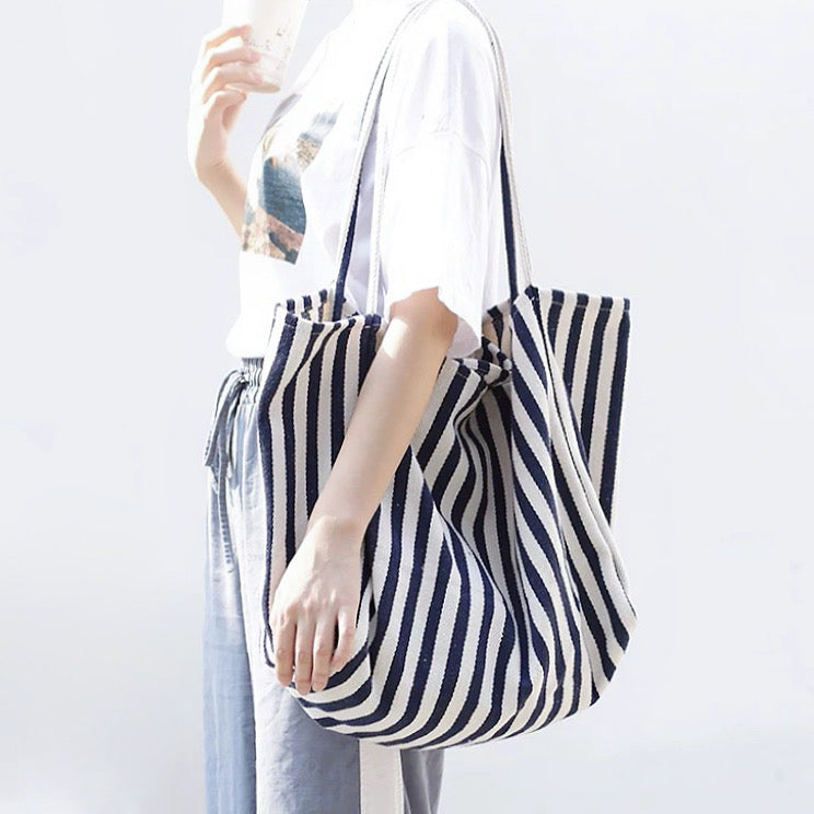 Thin Stripe Canvas Tote Bag