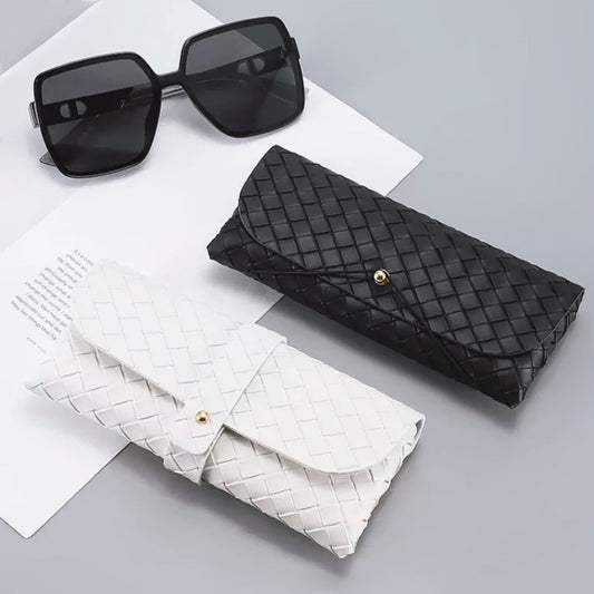 Portable Woven Leather Glasses Case