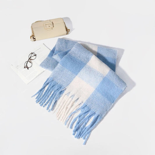 Soft Cloud Gradient Plaid Scarf