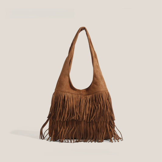 Fringe Suede Hobo Bag