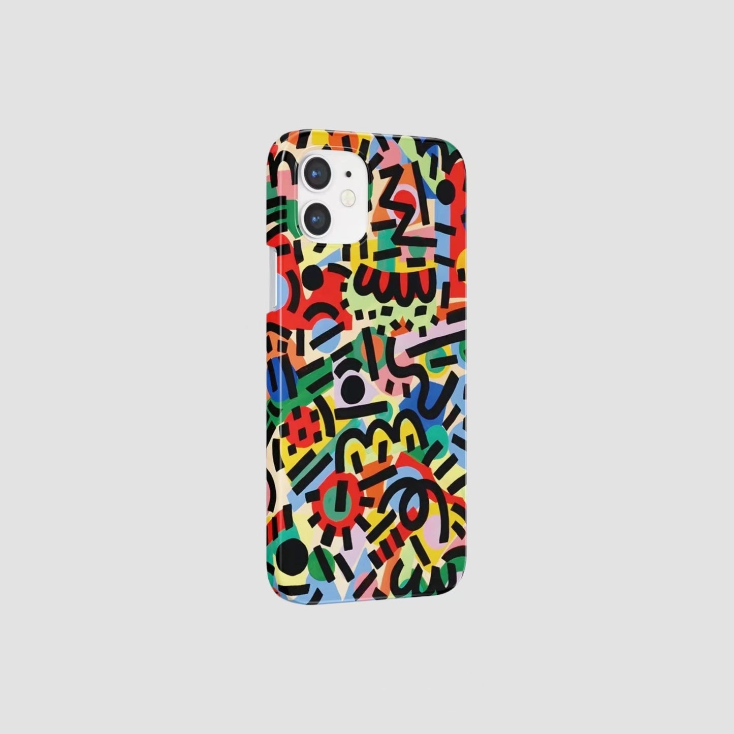 Front view of Graffiti Line Case. Features raw urban line-art motif on a flexible durable silicone frame.