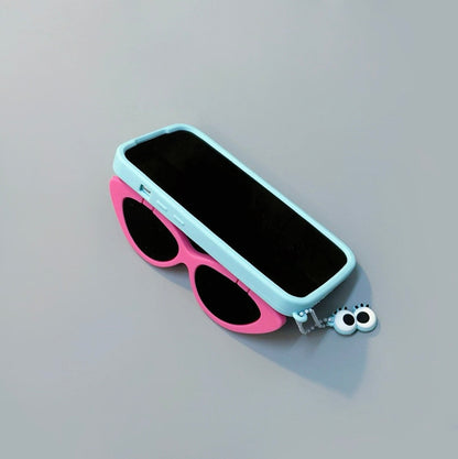 Front view of Happy Time Case. Multi-tonal graphic collage on a flexible, high-quality silicone base.