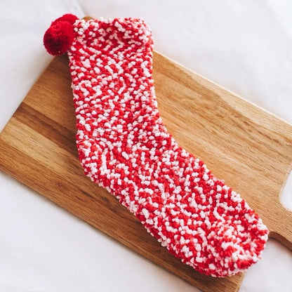 Front view of Pompom Cupcake Socks in red, ideal for workouts and commuting.