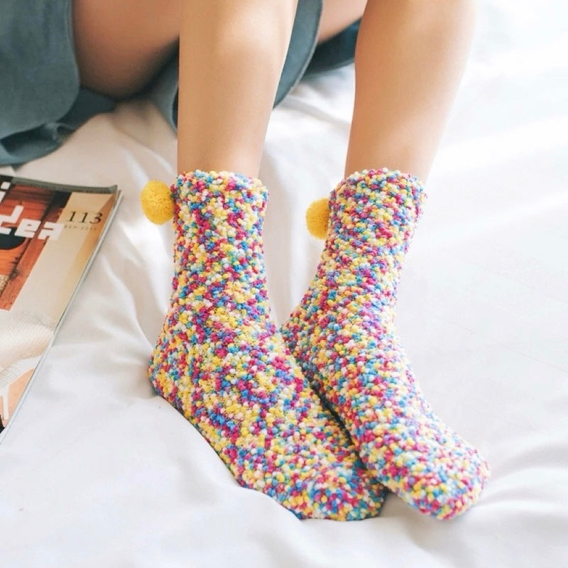 Model wearing a pair of yellow polyester socks, great for casual wear and light workouts.