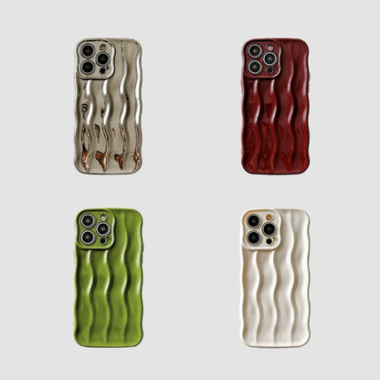 Display of four colors (silver, red, white, green) of the Raised Wave Phone Case.