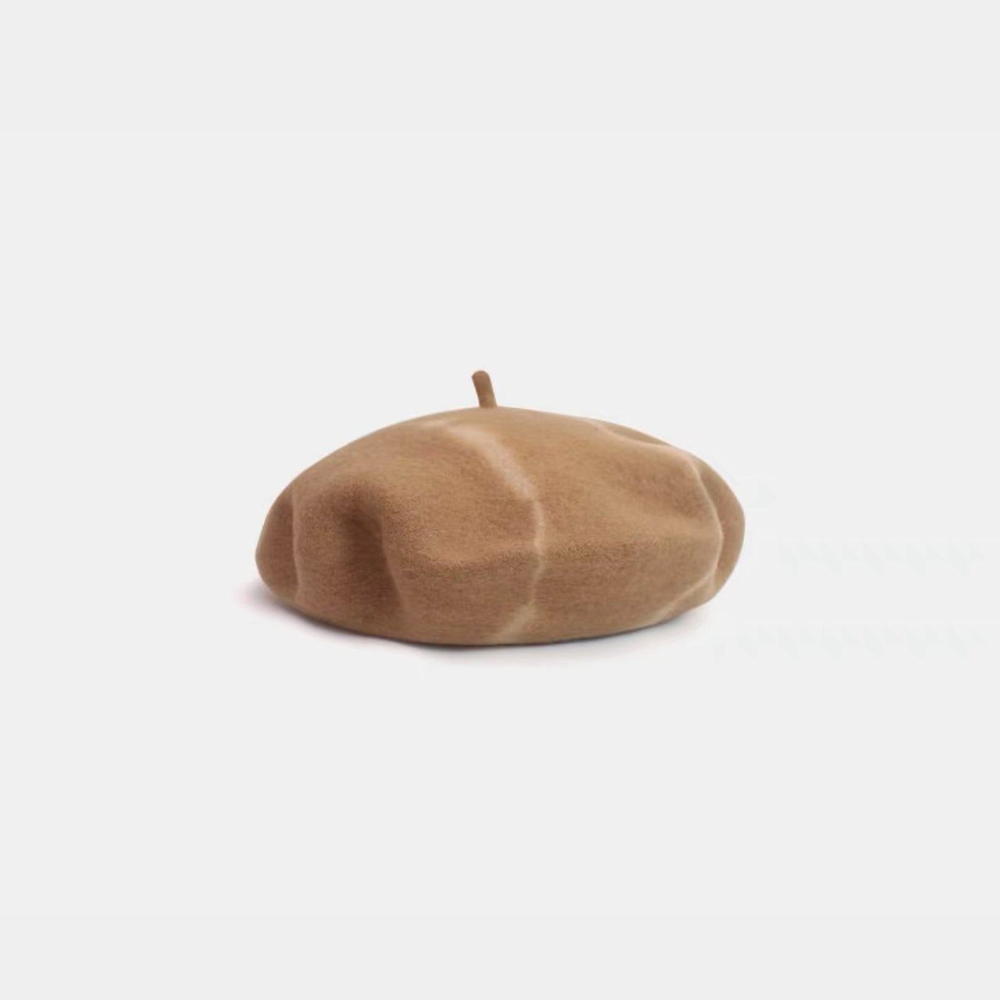 Khaki and beige tie-dye wool beret displayed on a white background.