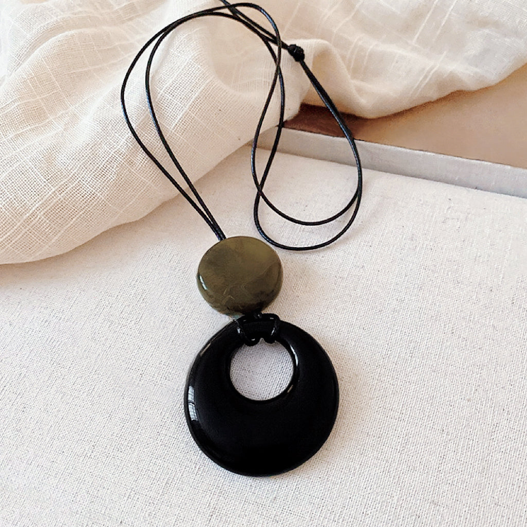 Close-up of Twilight Loop Necklace, great for parties, weddings, and dates.