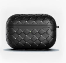 Close-up of Woven AirPods Case Cover in black,  ideal for gifting and everyday use.